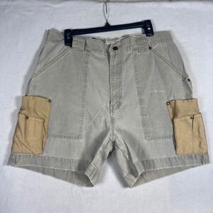 WearGuard Mens Vintage Canvas Work Shorts Khaki Tan Tool Pockets Size 38